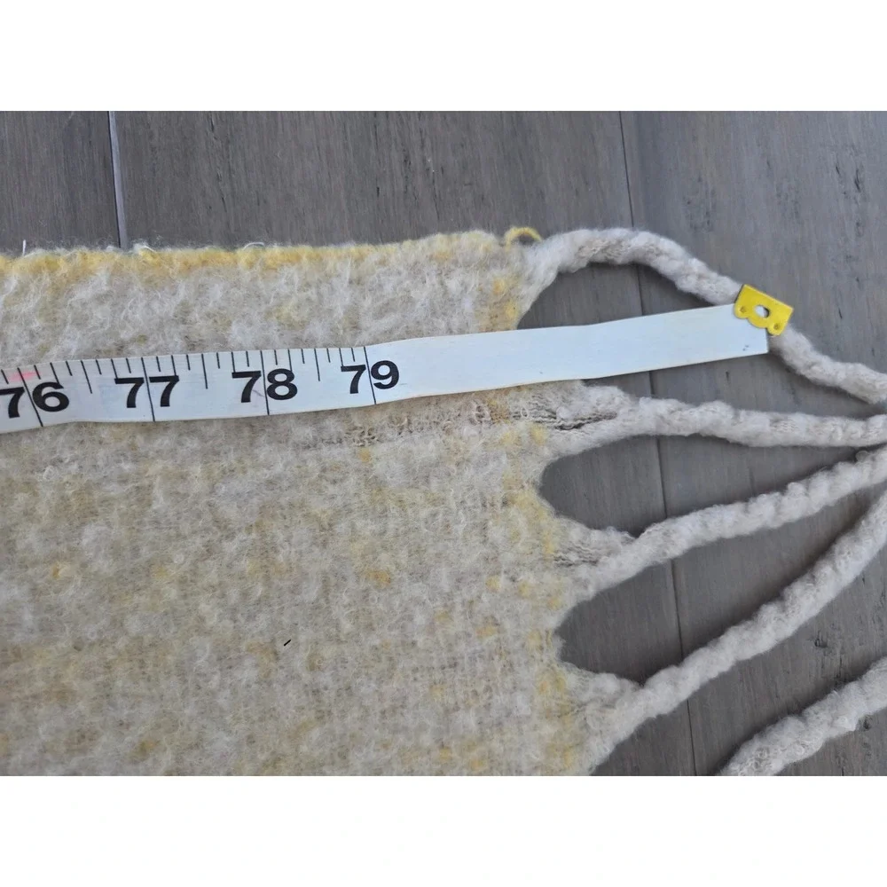Natural Life Boho Boucle Knit Throw Blanket Yellow Blue Orange Landscape Fringe